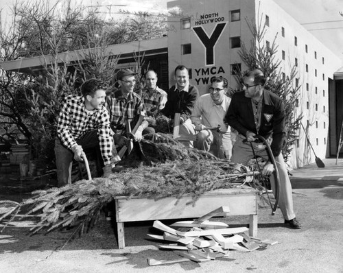 Preparing YMCA Christmas tree sale