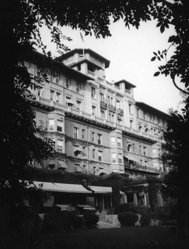 Huntington Hotel main building framed by trees