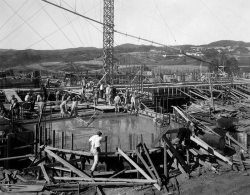 Laying foundation, Royce Hall at U.C.L.A