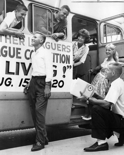 Convention-bound Van Nuys youths survey their bus