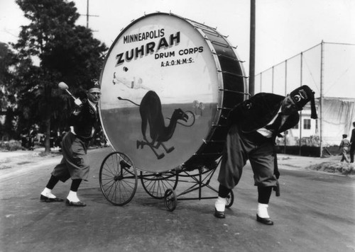 Shriners and their drums, view 1