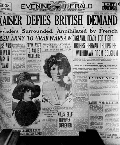 "Kaiser defies British Demand," newspaper headlines