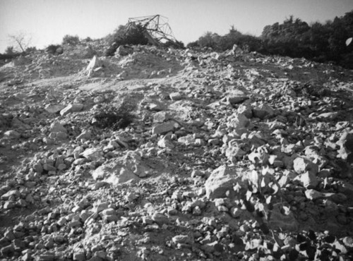 View of the Elysian Park landslide moving mountain