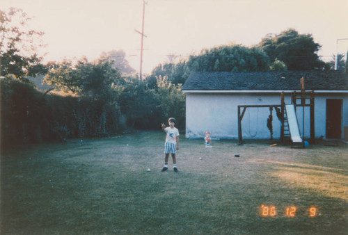 Boy in backyard