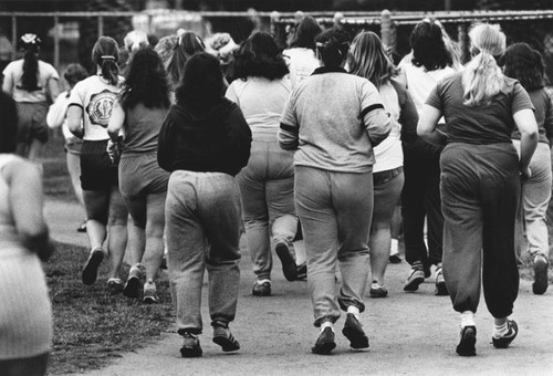 Over one hundred women working off the weight at Camp La Jolla