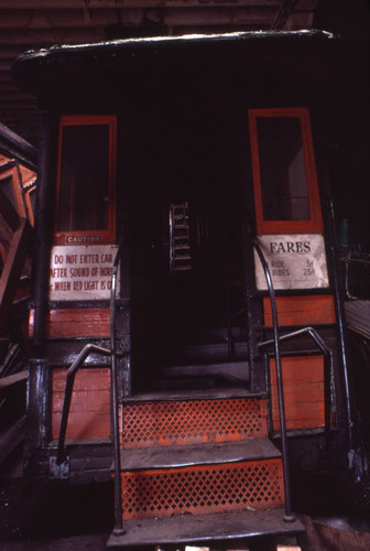 Angels Flight cars in storage