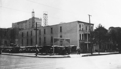 LAPL Central Library construction, early n.w. corner