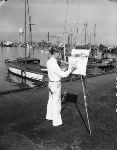 Painting at Long Beach Harbor, view 3