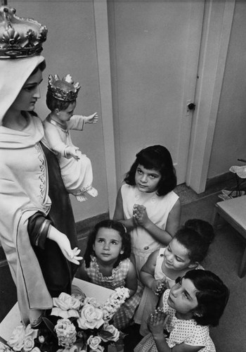 Flower girls at religious feast