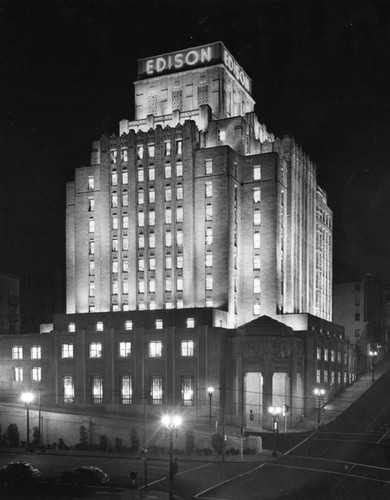 Edison Building at night