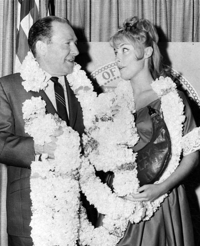 Mayor Yorty with Sharon Tate