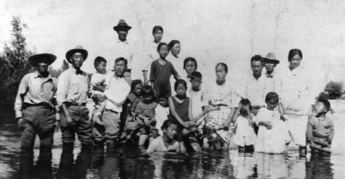 Korean American famliy at river