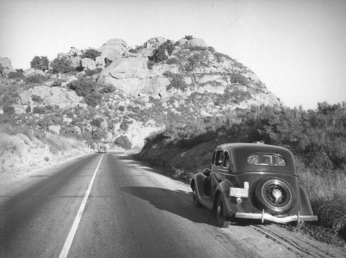 Car parked off the road on the Santa Susana Pass