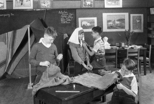 Boys sewing, Madison School