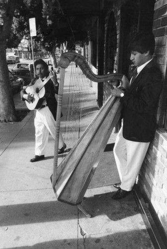 Musicians outside a restaurant, Boyle Heights