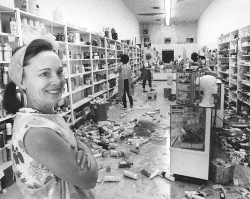 Earthquake damage to beauty shop