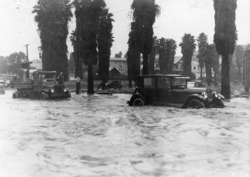 Flooded L. A. street