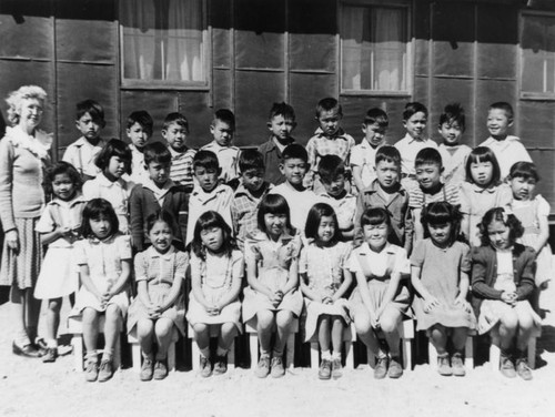 Japanese American school children at internment camp