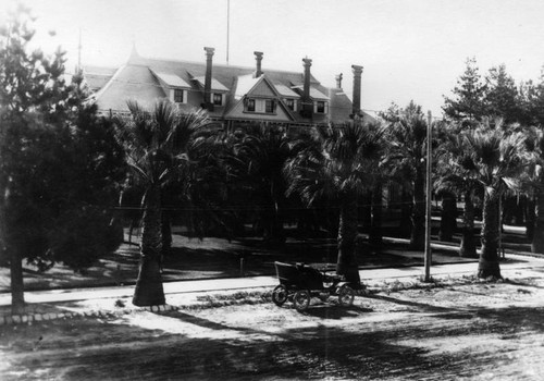 Mayberry Hotel with palm trees, Hemet