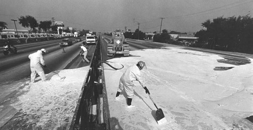 Latex spill on freeway