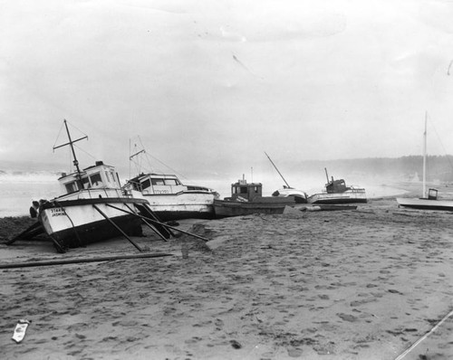 Boats beached by storm