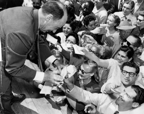 Stevenson with autograph seekers