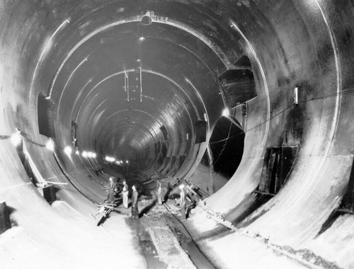 Workmen in Diversion tunnel at Hoover Dam