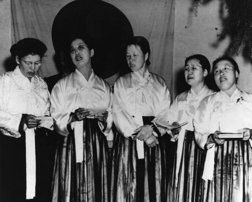 Women's singing group at Delano Young Korean Academy