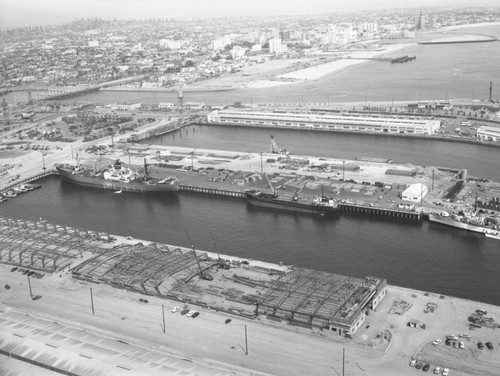 Pier "E" and Pier "F", Long Beach Harbor, looking east