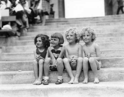 Four girls on steps