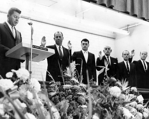 Dorn, left, swears in Hidden Hills' Mayor Hartstone