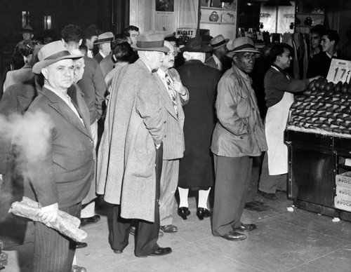 People waiting for Grand Central Market to open