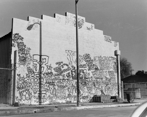 Graffiti-covered building