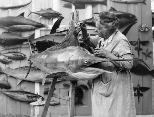 Woman preserves swordfish