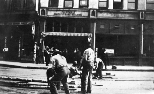 Work crew on Spring Street