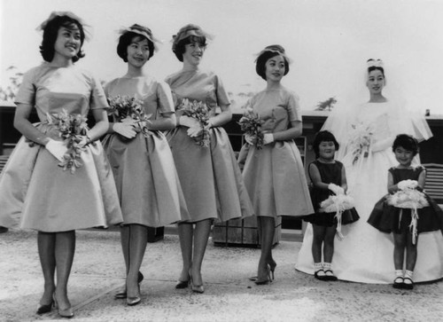 Bride with her bridesmaids