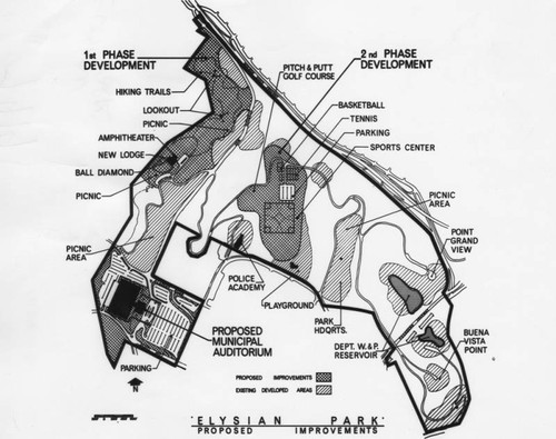 Drawing of proposed improvements, Elysian Park