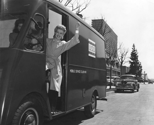 Betty Grable in U.S.O. van