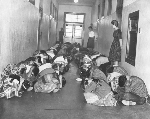 "Take cover" drill at Elysian Heights School