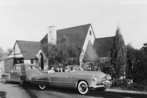 Family sitting in car