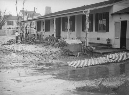 L.A. River flooding, flooded yard in North Hollywood