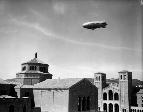 Goodyear blimp floats over U.C.L.A