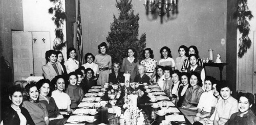 Mexican American women at Christmas dinner