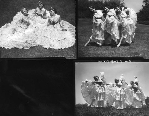 Three women in dance costumes