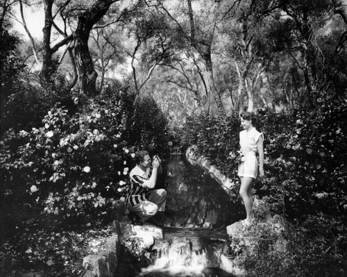 Women holding flowers, Descanso Gardens