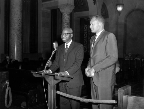 Councilman Tom Bradley with Momolu Dukuly at City Hall