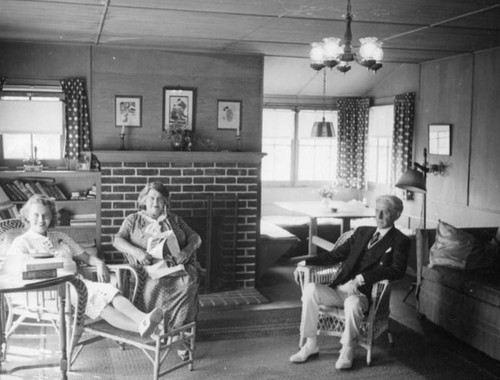 Ethel Schultheis with Mrs. Morton in her Laguna Beach home