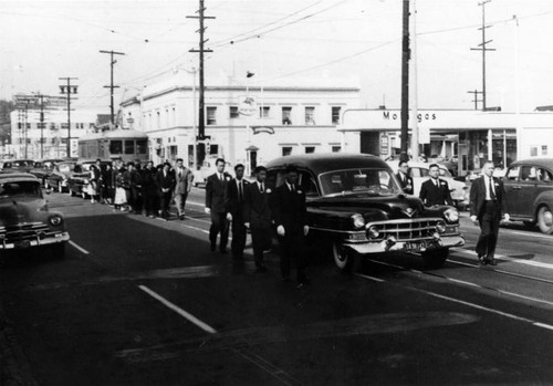 Funeral procession on North Broadway