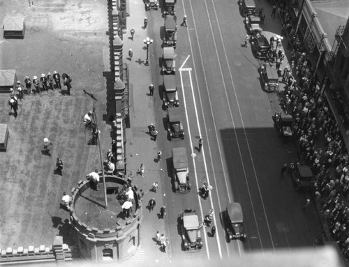 Man on flagpole