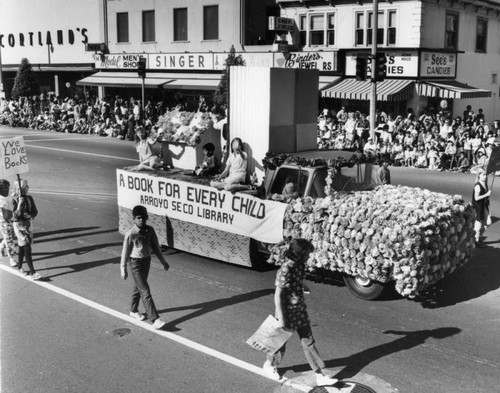 Parade float, Arroyo Seco Branch Library